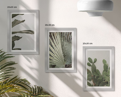 Gallery wall Bladeren van tropische planten in pastelkleuren