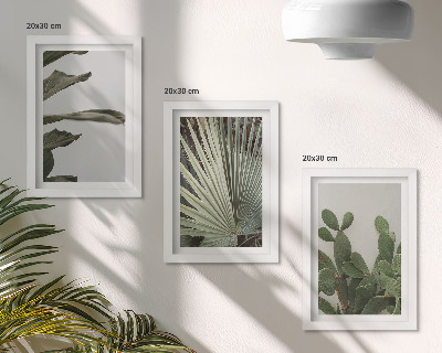 Gallery wall Bladeren van tropische planten in pastelkleuren