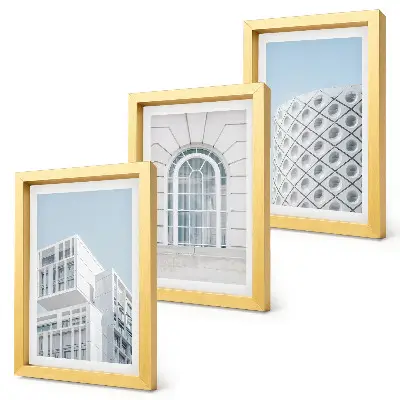 Set van ingelijste schilderijen moderne architectuur met minimalisme en geometrie