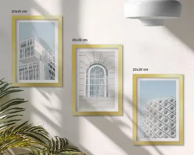 Set van ingelijste schilderijen moderne architectuur met minimalisme en geometrie