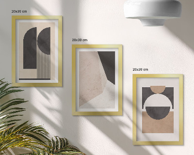 Gallery wall Abstracte vormen in beige en bruine tinten.