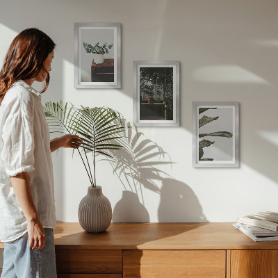 Gallery wall Potplanten met rustieke bladeren