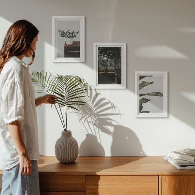 Gallery wall Potplanten met rustieke bladeren
