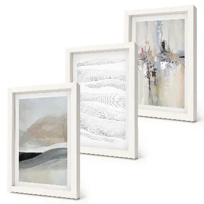 Gallery wall met abstracte patronen in neutrale aardetinten