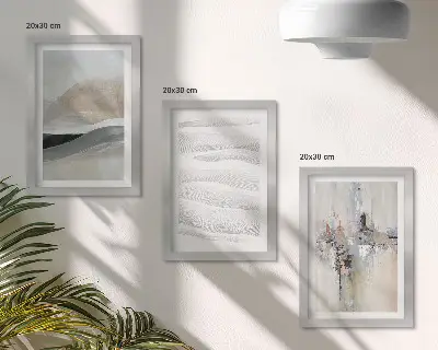 Gallery wall met abstracte patronen in neutrale aardetinten