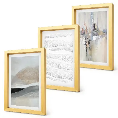 Gallery wall met abstracte patronen in neutrale aardetinten