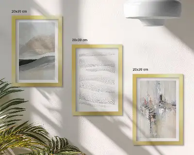 Gallery wall met abstracte patronen in neutrale aardetinten