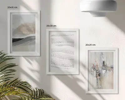 Gallery wall met abstracte patronen in neutrale aardetinten