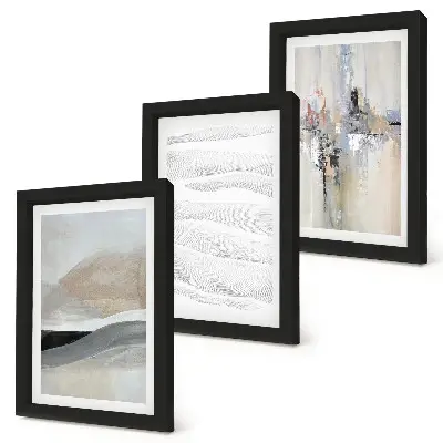 Gallery wall met abstracte patronen in neutrale aardetinten