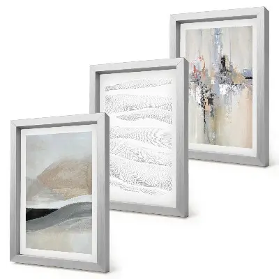 Gallery wall met abstracte patronen in neutrale aardetinten
