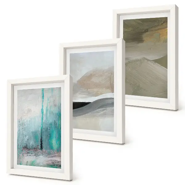 Gallery wall met geschilderde abstracte minimalistische decoraties