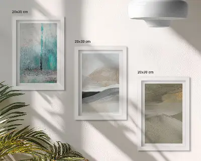 Gallery wall met geschilderde abstracte minimalistische decoraties