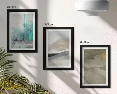 Gallery wall met geschilderde abstracte minimalistische decoraties