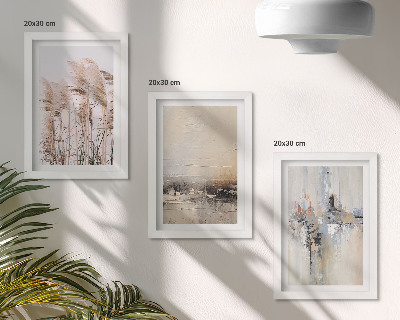 Set van ingelijste schilderijen Natuurlijke vegetatie, abstracte patronen in ingetogen kleuren.