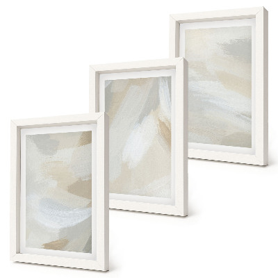 Set van ingelijste schilderijen Abstracte lichte achtergrond met delicate penseelstreken.