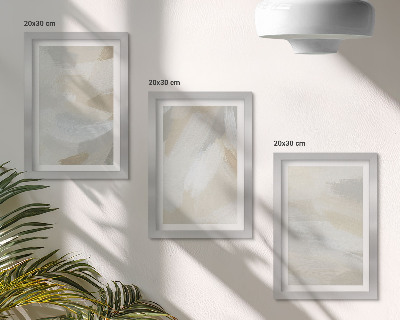 Set van ingelijste schilderijen Abstracte lichte achtergrond met delicate penseelstreken.