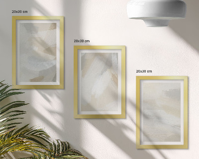 Set van ingelijste schilderijen Abstracte lichte achtergrond met delicate penseelstreken.