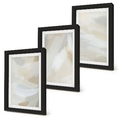 Set van ingelijste schilderijen Abstracte lichte achtergrond met delicate penseelstreken.