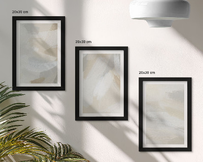 Set van ingelijste schilderijen Abstracte lichte achtergrond met delicate penseelstreken.
