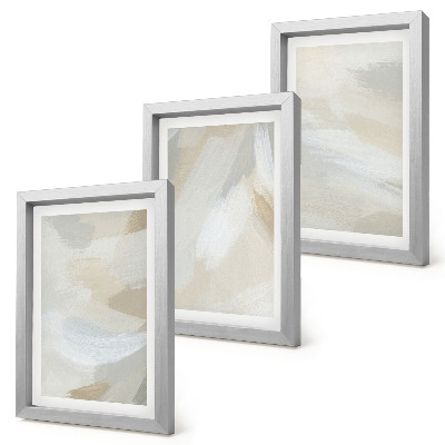 Set van ingelijste schilderijen Abstracte lichte achtergrond met delicate penseelstreken.