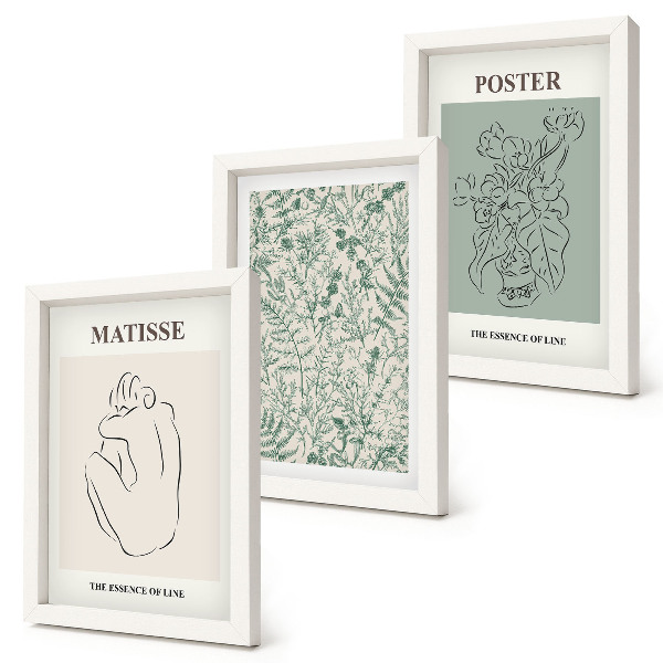 Gallery wall Lijnen en plantmotieven in een minimalistische stijl.