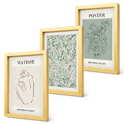 Gallery wall met lijnen en plantmotieven in een minimalistische stijl