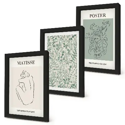 Gallery wall met lijnen en plantmotieven in een minimalistische stijl