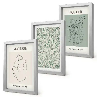 Gallery wall met lijnen en plantmotieven in een minimalistische stijl