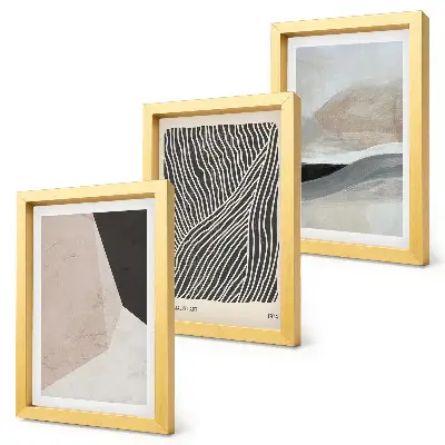Gallery wall met abstracte patronen in beige en grijze tinten