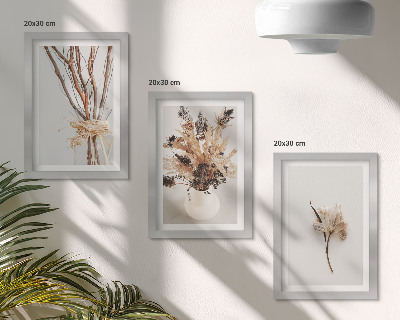 Set van ingelijste schilderijen Bloemen en takken in een minimalistische, natuurlijke stijl.