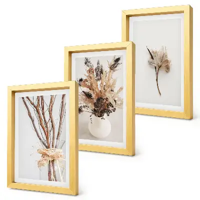 Set van ingelijste schilderijen met bloemen en takken in een minimalistische, natuurlijke stijl