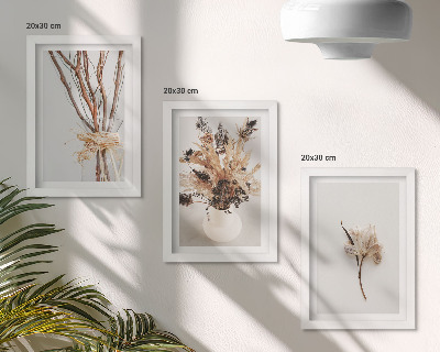 Set van ingelijste schilderijen Bloemen en takken in een minimalistische, natuurlijke stijl.