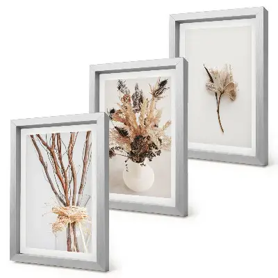 Set van ingelijste schilderijen met bloemen en takken in een minimalistische, natuurlijke stijl