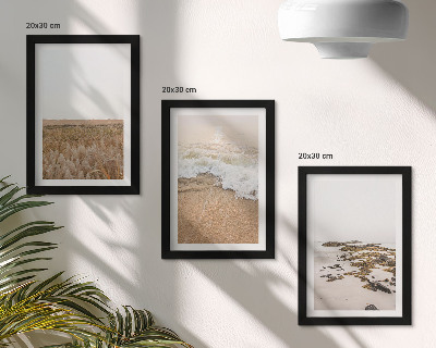 Set van ingelijste schilderijen Strand met golven en zeestenen in de zomer