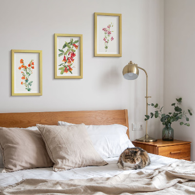 Set van ingelijste schilderijen Vintage retro bloemenschilderij