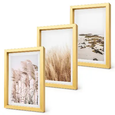 Gallery wall met pampasgrasvelden en een bohemien strand