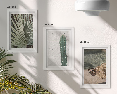 Gallery wall Tropische planten en accessoires voor een vakantie aan het water