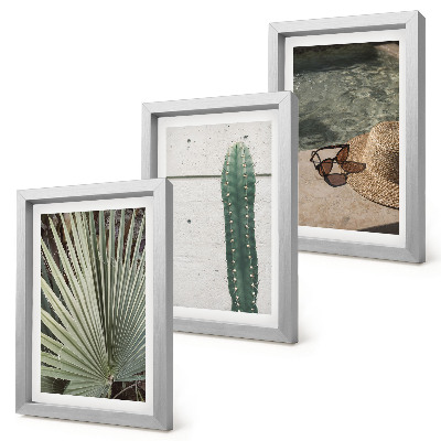 Gallery wall Tropische planten en accessoires voor een vakantie aan het water