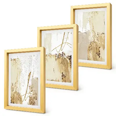 Set ingelijste schilderijen met abstracte patronen in beige en witte tinten