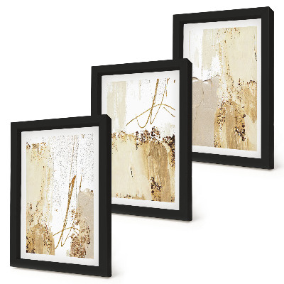 Set van ingelijste schilderijen Abstracte patronen in beige en witte tinten.