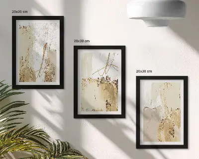 Set ingelijste schilderijen met abstracte patronen in beige en witte tinten