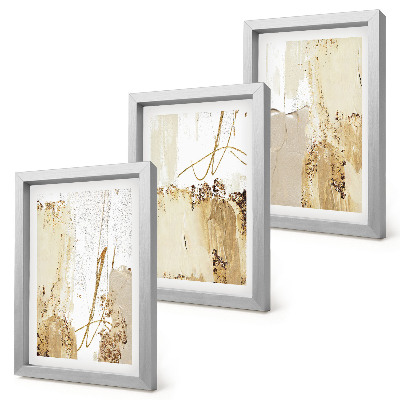 Set van ingelijste schilderijen Abstracte patronen in beige en witte tinten.
