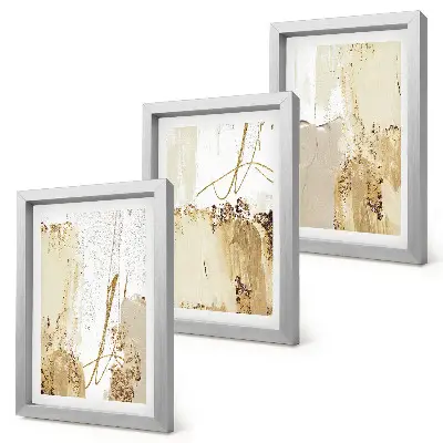 Set ingelijste schilderijen met abstracte patronen in beige en witte tinten