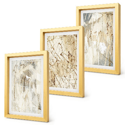 Set van ingelijste schilderijen Abstracte patronen in beige en grijze tinten.