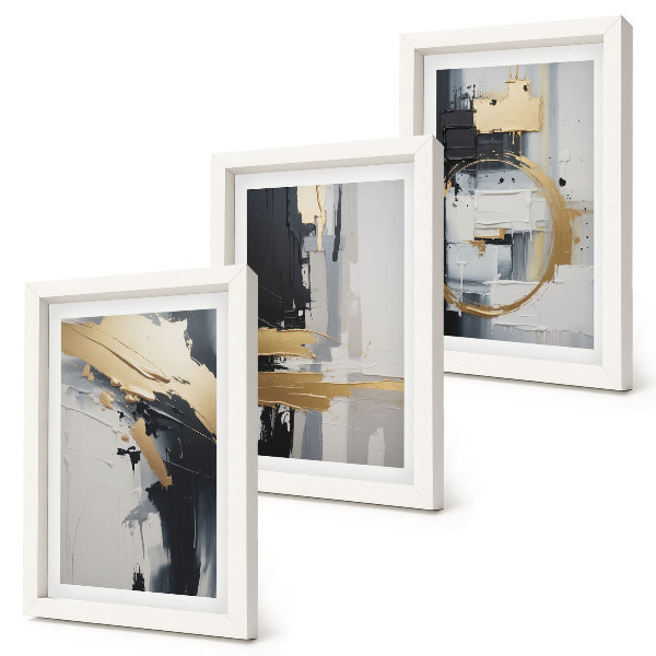 Gallery wall Abstracte schilderijcomposities in zwart-wit