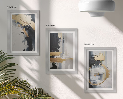 Gallery wall Abstracte schilderijcomposities in zwart-wit