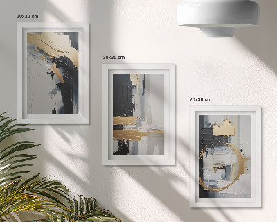 Gallery wall Abstracte schilderijcomposities in zwart-wit
