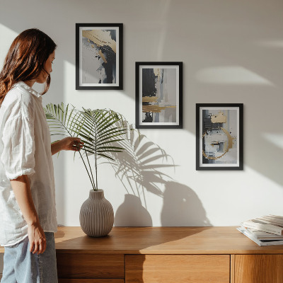 Gallery wall Abstracte schilderijcomposities in zwart-wit