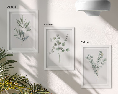 Gallery wall Plantenpatronen in groene en grijze tinten.