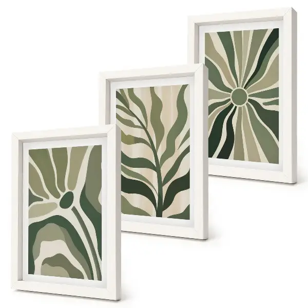 Gallery wand plantenpatronen in groen- en tintenbeige